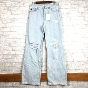Kancan Women 90's Flare Distressed Light Washed High Rise Jeans Size 11
